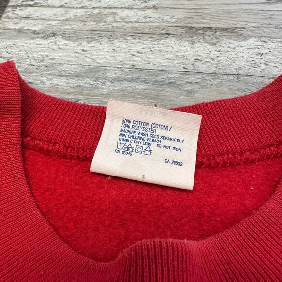 Vintage 1992 Tultex Red Womens XL Heart Teddy Bear West Virginia Sweatshirt - Picture 7 of 9